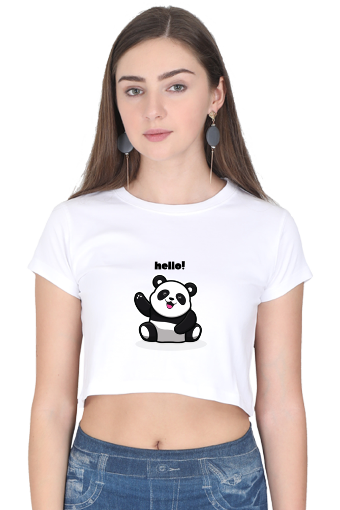 Cute Hello Panda Crop Top