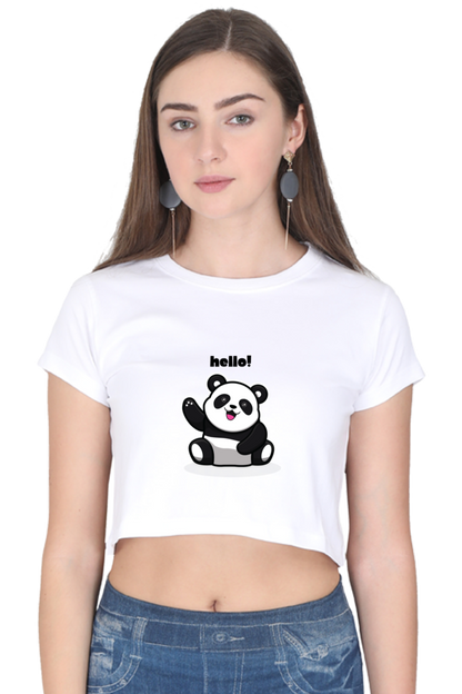 Cute Hello Panda Crop Top