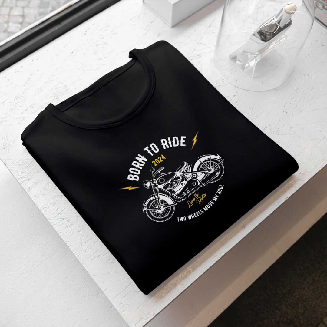 Biker BORN TO RIDE Casual Graphic Printed T-Shirt