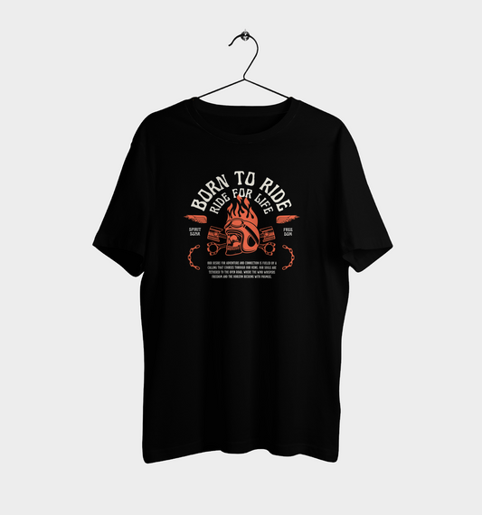 Biker BORN TO RIDE, RIDE FOR LIFE Casual Graphic Printed T-Shirt