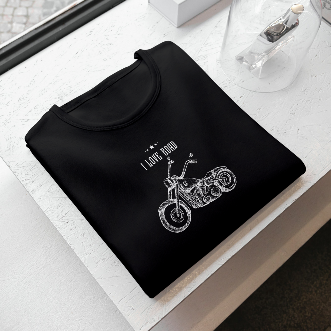 Biker I LOVE ROAD Casual Graphic Printed T-Shirt