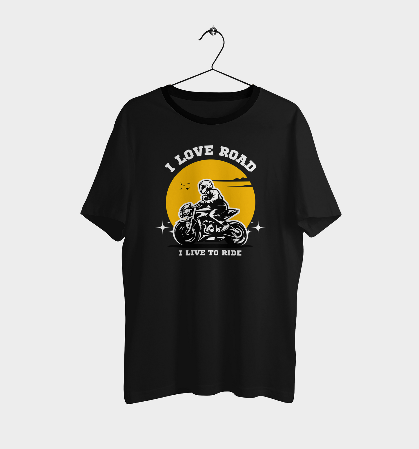 Biker I LOVE ROAD, I LIVE TO RIDE Casual Graphic Printed T-Shirt