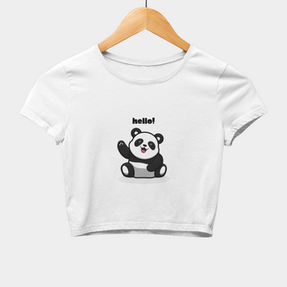 Cute Hello Panda Crop Top