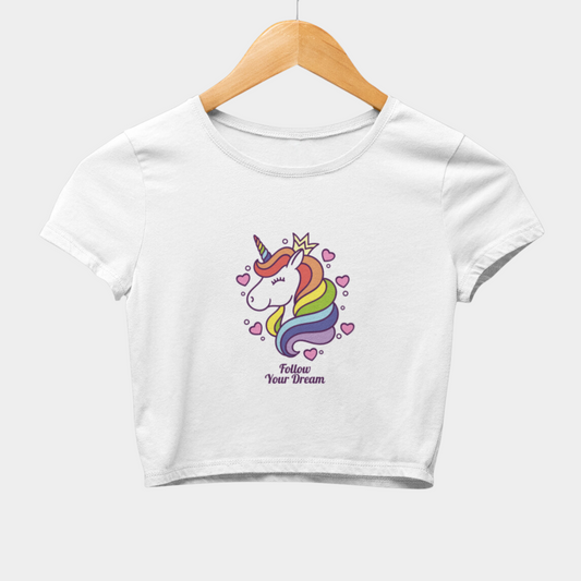 Cute Unicorn Follow your Dream Crop Top