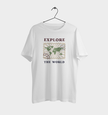 Traveler EXPLORE THE WORLD Casual Graphic Printed T-Shirt