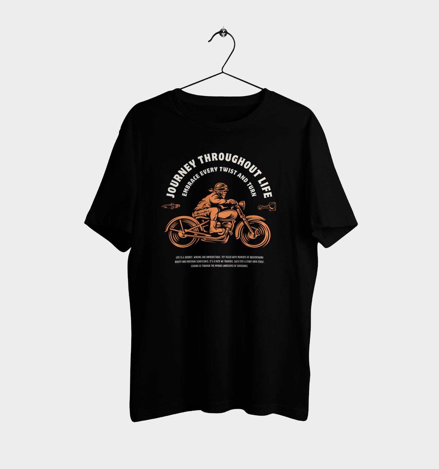 Biker JOURNEY THROUGHOUT LIFE Casual Graphic Printed T-Shirt